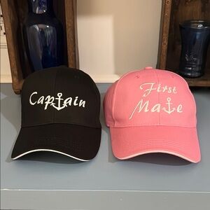 Black and Pink Embroidered Hats